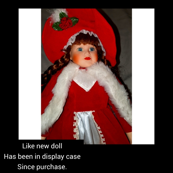 Antique collectible doll w stand stored in curio cabinet since purchase. - Picture 1 of 3